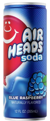 Airheads Blue Raspberry Soda 12oz Can 12ct